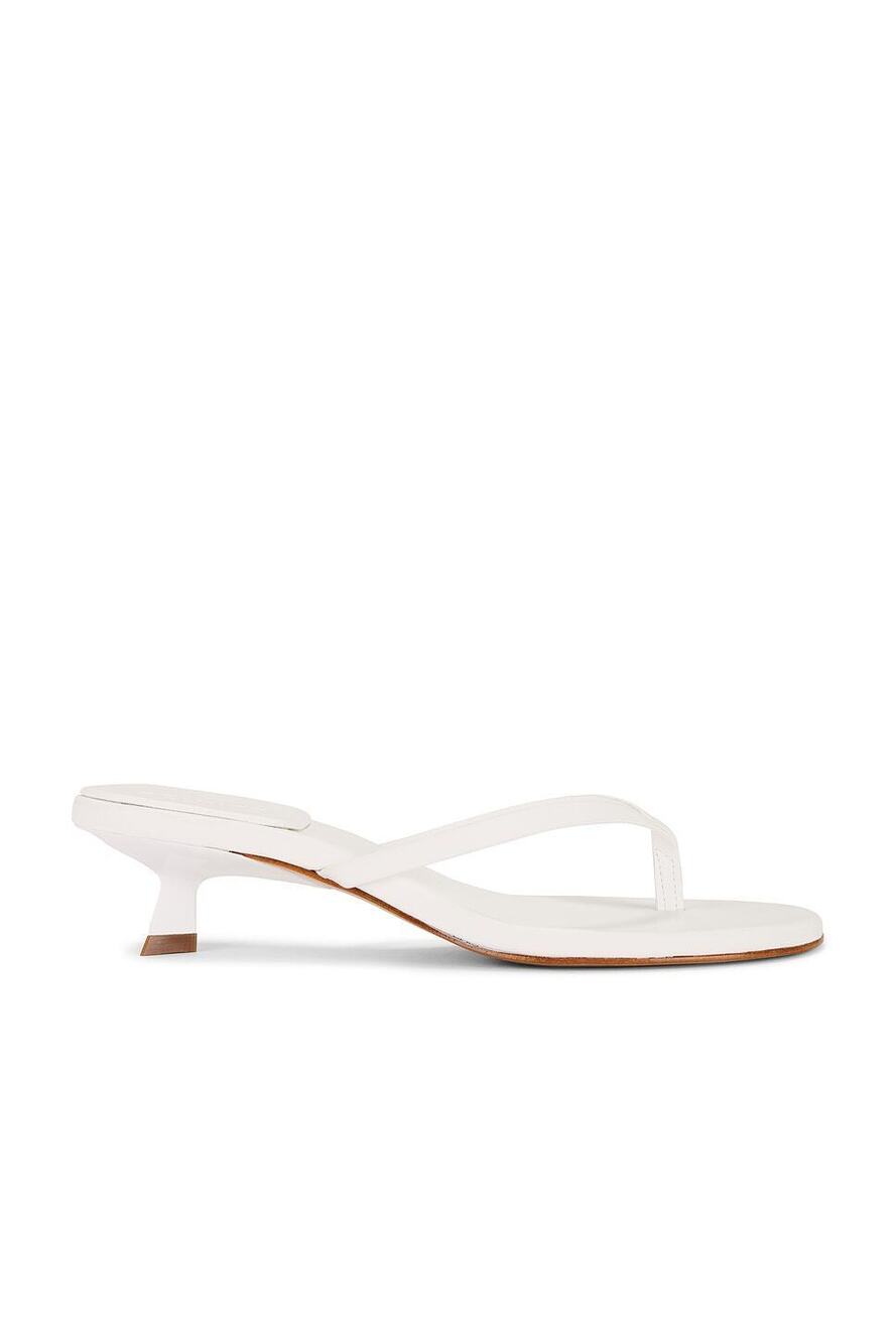 Schutz Carolyn Sandal in White leather kitten heel flip flop